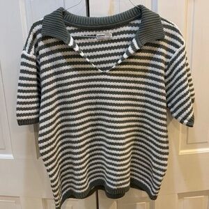 Green and White Short Sleeve Sweater - Sonoma -New wot